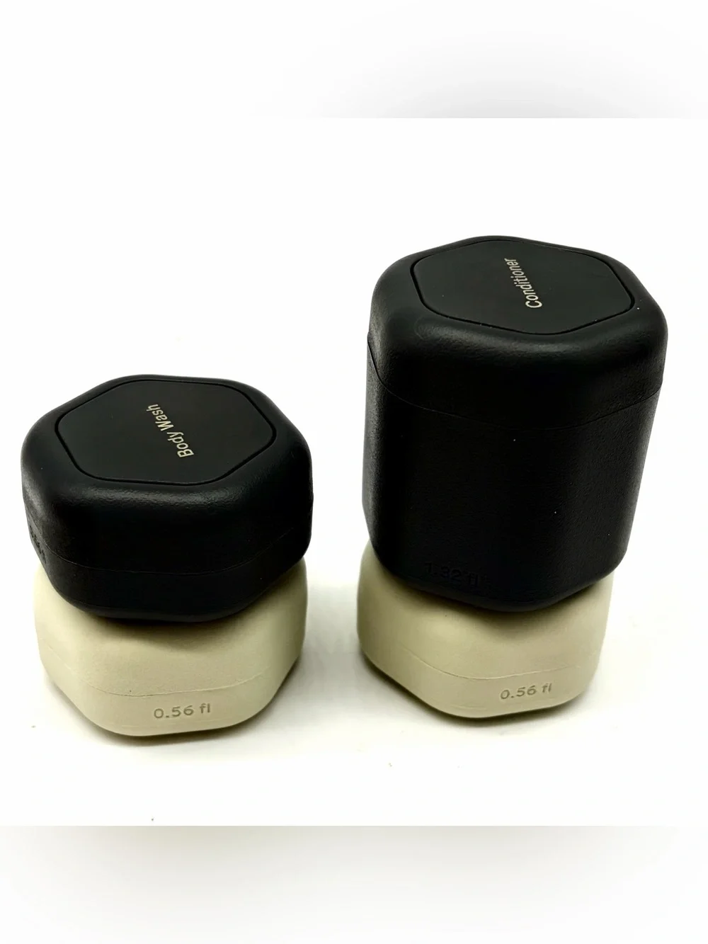 CADENCE Magnetic Leakproof Capsule Travel Toiletry Black Cream Stackable Set 4